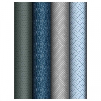 Бумага подарочная 70*100см,  MESHU Strict в рулонах, 80 г/м2, 1 лист, глянцевая, 4 дизайна арт.MS_66830