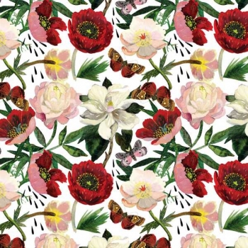 Бумага подарочная 70*100см,  Bruno Visconti FLORA.ПИОНЫ в рулонах, 80 г/м2, 1 лист  арт.2-811/02