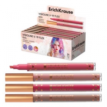 Маркер-выделитель ErichKrause V-19 Flex Idol, с гибким наконечником, цвет ассорти арт.63551