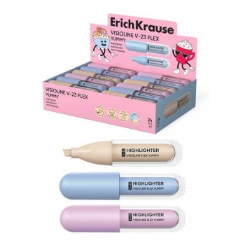 Маркер-выделитель ErichKrause V-23 Flex Yummy, с гибким наконечником, цвет ассорти арт.63554