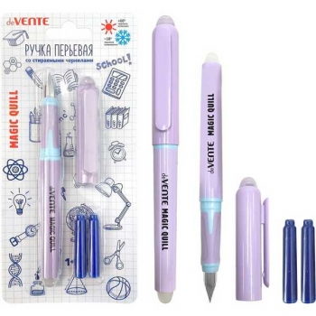 Ручка перьевая deVENTE Magic Quill, стираемая, в компл. с 3-мя баллончиками, сиреневый корп., синяя арт.5100504