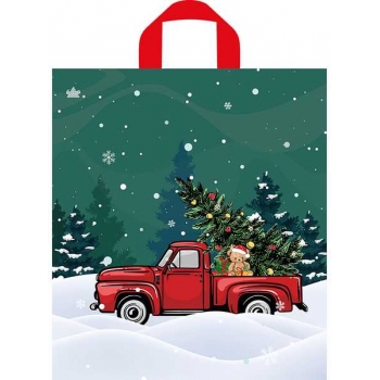 Мешок  новогодний 42х38см ПНД 37мкм с петлевой ручкой, Праздник в пути арт.н00287416