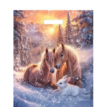 Мешок  новогодний 45х38см ПВД 60мкм ламинированный с вырубной ручкой, Совершенство арт.н00287658