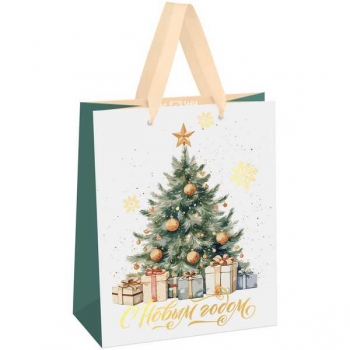 Пакет подарочный НОВОГОДНИЙ 18х23х10см MESHU Christmas mood, фольга, матовая ламинация арт.MS_61669