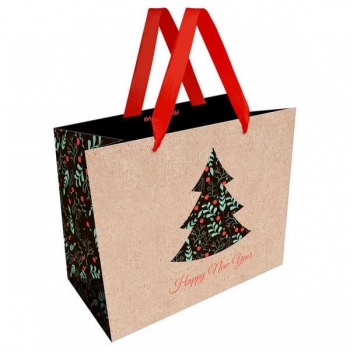 Пакет подарочный НОВОГОДНИЙ 23х18х10см MESHU Tree, крафт арт.MS_66158