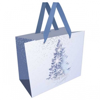 Пакет подарочный НОВОГОДНИЙ 32х26х12см MESHU Snow tree, фольга, матовая ламинация арт.MS_66199