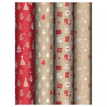 Бумага подарочная новогодняя 70*100см, MESHU крафт Craft NY pattern в рулонах, 70 г/м2, 1 лист, асс-ти арт.MS_66802