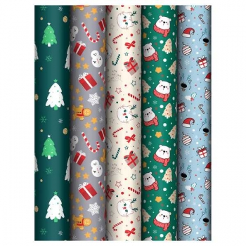 Бумага подарочная новогодняя 70*100см, MESHU NY mood в рулонах, 80 г/м2, 1 лист, асс-ти арт.MS_66798