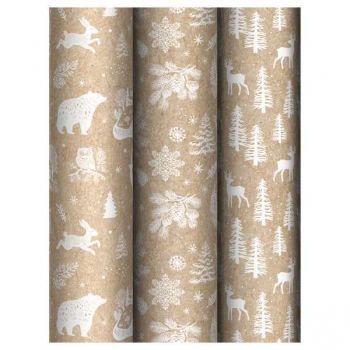 Бумага подарочная новогодняя 70*100см, MESHU крафт Winter forest в рулонах, 70 г/м2, 1 лист, асс-ти арт.MS_66812