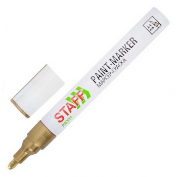 Маркер-краска STAFF PROFIT золотой лаковый, 2-4 мм, нитро-основа, для любых поверхностей арт.152579