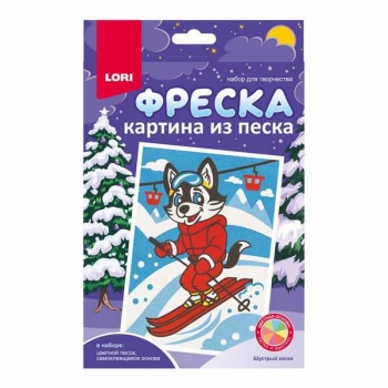 Набор для детского творчества - Фреска. Картина из песка новогодняя Шустрый хаски (малый набор) арт.Пз/ф-053