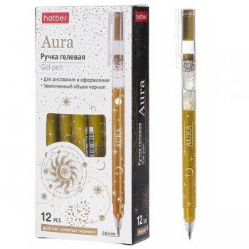 Ручка гелевая Hatber Aura/Аура, 0.8мм, золото арт.GP_091117 Ручка гелевая Hatber Aura/Аура, 0.8мм, золото арт.GP_091117