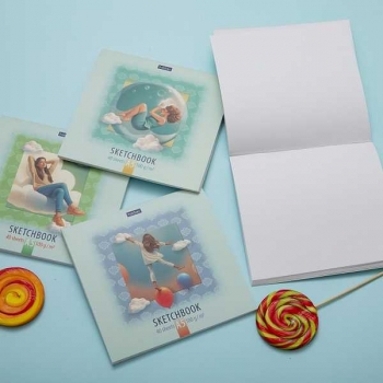 Скетчбук-блокнот 165*165 40л. на скобе Hatber Весь ее Мир, 100г/м2, мат. ламинация, ассорти арт.40Б5лA/092703