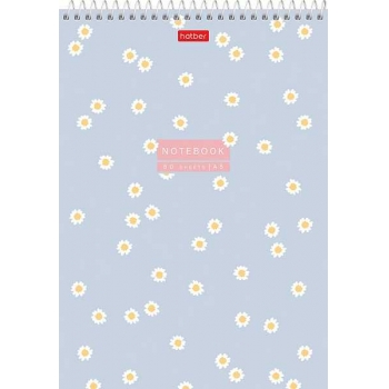 Блокнот А5 60л на гребне Hatber Flowers, жесткая подложка, ассорти арт.60Б5В1сп/092969