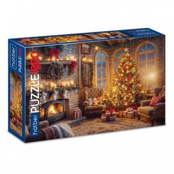 Пазл  новогодний 1000 эл. Hatber Premium Вечер у камина, 480х680мм арт.1000ПЗ2_32598
