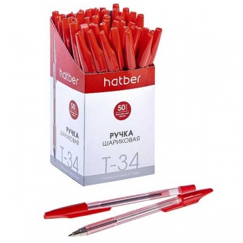 Ручка шариковая Hatber T-34, 0.7мм, чернила на масляной основе, красная арт.7CB_00043