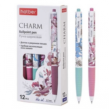 Ручка шариковая автоматическая Hatber Charm, 0.7мм, чернила на масляной основе, корпус ассорти, синяя арт.BP_078451 Ручка шариковая автоматическая Hatber Charm, 0.7мм, чернила на масляной основе, корпус ассорти, синяя арт.BP_078451