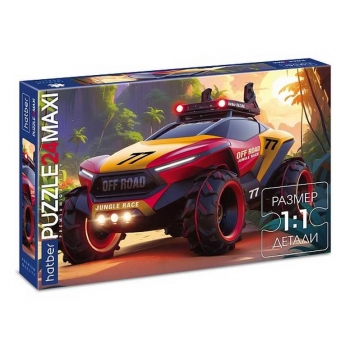 Пазл  24 эл. Hatber Premium MAXI Гонки по джунглям, 330х480мм арт.24ПЗ2_33224