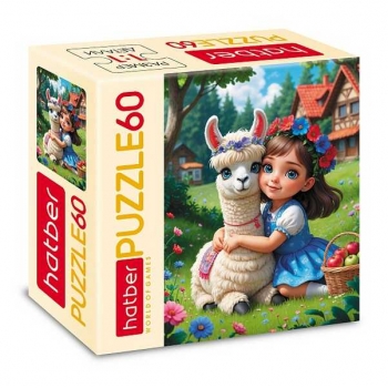 Пазл  60 эл. Hatber Девочка с ламой, 165х230мм арт.60ПЗ5_34460