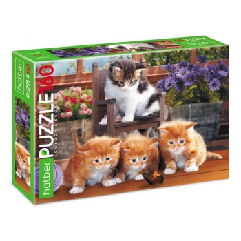 Пазл 160 эл. Hatber ECO Котята с бабочкой, 220х330мм арт.160ПЗ4_16936
