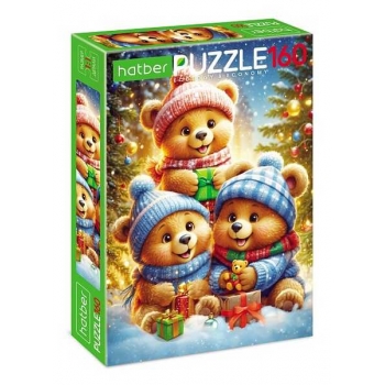 Пазл  новогодний 160 эл. Hatber ECO Веселые мишки, 220х330мм арт.160ПЗ4_32809