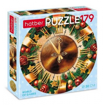 Пазл  новогодний 179 эл. Hatber ЧАСЫ, круглый d=300мм арт.179ПЗк4_32712