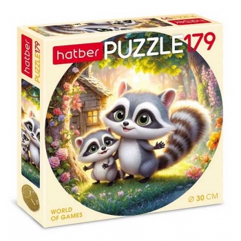 Пазл 179 эл. Hatber Мы-енотики!, круглый d=300мм арт.179ПЗк4_33582