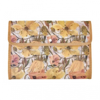 Папка-конверт А4 на кнопке Bruno Visconti  FLORA.ЦВЕТОЧНАЯ СТРАСТЬ,400мкм,с окант,c текстильной вставкой арт.14-030/14