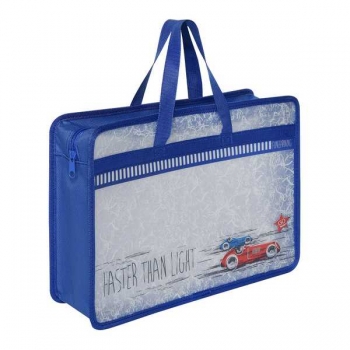 Папка А4 с ручками, пластик   34х25х9,5 см Bruno Visconti CARS, с текстильн.расширением, с окант,400 мкм арт.14-034/11