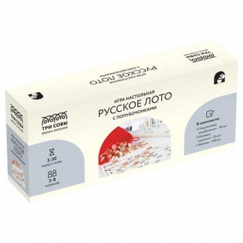 Игра настольная   ТРИ СОВЫ Русское лото с пластиковыми полубочонками, в картонной коробке арт.НИ_66567