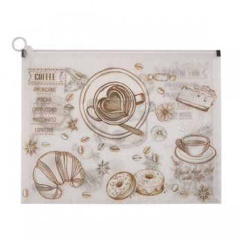 Папка на молнии А4  Bruno Visconti (330х245х30 мм),Caffе nero,180мкм,полупрозр.,с рисунком арт. арт.14-037/10