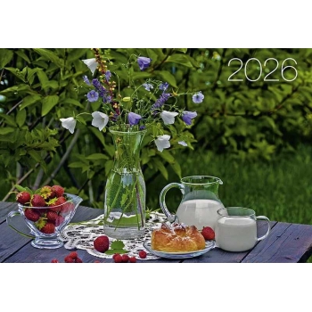 Календарь настенный квартальный на 2026г. (3 пружины) Ягодная композиция с мет.окантовкой арт.25с42_Ягодная композиция