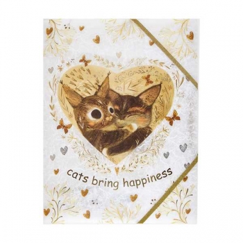 Папка А4 на резинках Bruno Visconti LOVE ME.КОТИКИ ПРИНОСЯТ СЧАСТЬЕ , 400мкм арт.14-033/09