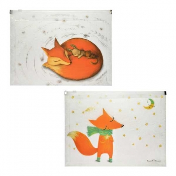 Папка на молнии А4  Bruno Visconti (330х245х30 мм) ВОЛШЕБНЫЕ ЛИСЫ,180мкм,полупр.,с рисунком,2 вида арт. арт.14-037/03