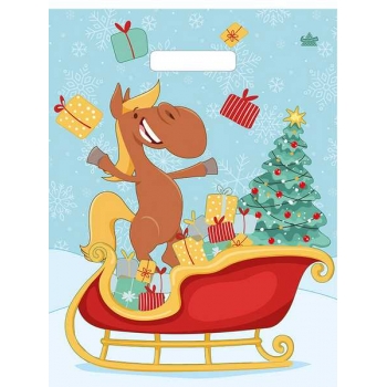 Мешок  новогодний 40х31см ПВД 30мкм с вырубной ручкой, Веселье арт.н00287934