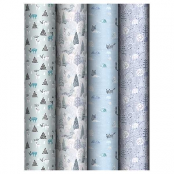 Бумага подарочная новогодняя 70*100см, MESHU Winter mood в рулонах, 80 г/м2, 1 лист, асс-ти арт.MS_66803