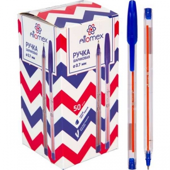 Ручка шариковая Attomex 0.7мм, прозрачн. корпус, СИНЯЯ арт.5073554