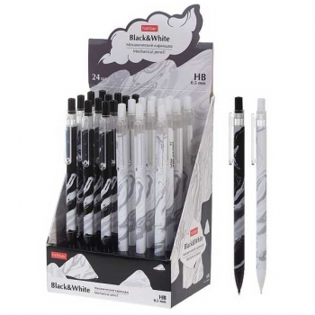 Карандаш автоматический 0.5мм Hatber BlackWhite корпус ассорти арт.MP_090439