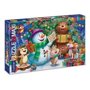 Пазл  новогодний  24 эл. Hatber Premium MAXI Праздник у елочки, 330х480мм арт.24ПЗ2_35291
