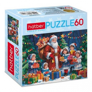 Пазл  новогодний  60 эл. Hatber Праздник к нам приходит, 165х230мм арт.60ПЗ5_35318