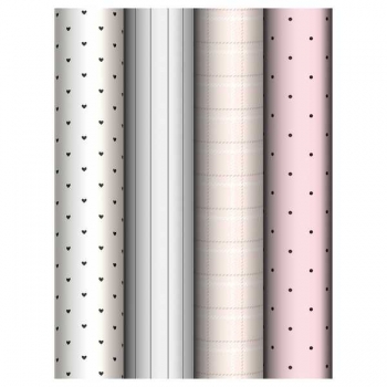 Бумага подарочная 70*100см,  MESHU Charm в рулонах, 80 г/м2, 1 лист, глянцевая, 4 дизайна арт.MS_66829