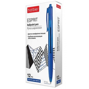 Ручка шариковая автоматическая Hatber Esprit, 0.7мм, чернила на масляной основе, с резин. грипом, синяя арт.BP_062569