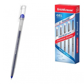 Ручка гелевая ErichKrause G-Round Stick Classic, 0.5, игольч. узел, синяя арт.54525