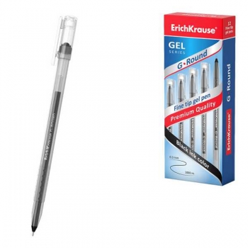 Ручка гелевая ErichKrause G-Round Stick Classic, 0.5, игольч. узел, черная арт.56535