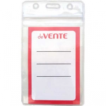 Бейдж вертикальный deVENTE прозрачный, на молнии, 70*120мм арт.4010502