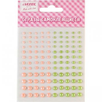 Наклейки-стразы акриловые deVENTE 9,5х10,5 см Жемчуг, пласт. пакет, розовые/оливковые арт.8004059