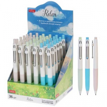 Ручка шариковая автоматическая Hatber Relax, 0.7мм, корпус ассорти, синяя арт.BP_089179