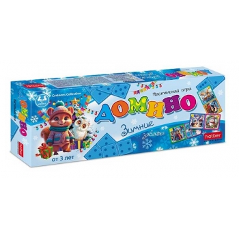 Игра  Hatber настольно-печатная ДОМИНО Зимние забавы, 28 карточек арт.28ИнД_35242