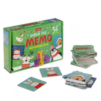 Игра  Hatber настольно-печатная МЕМО Новый год, 36 карточек арт.36ИнМ_35265