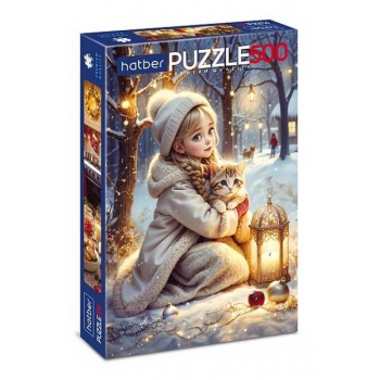 Пазл  новогодний 500 эл. Hatber Premium Любимый котик, 330х480мм арт.500ПЗ2_32951